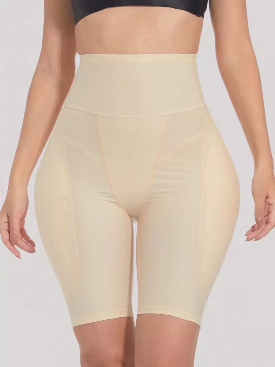 High Waisted Shapewear Shorts - Apricot - View 1
