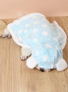 1 件聚酯纖維連帽毛絨寵物浴袍,保暖可水洗,適合中小型貓狗秋冬睡眠,產品尺寸偏小,建議購買大 1-2 碼 - 藍白色 - 查看 7