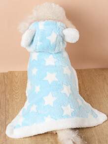 1 件聚酯纖維連帽毛絨寵物浴袍,保暖可水洗,適合中小型貓狗秋冬睡眠,產品尺寸偏小,建議購買大 1-2 碼 - 藍白色 - 查看 1