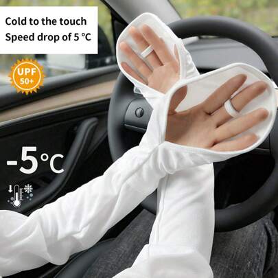 Sun Protective Anti UV 1pair Xl Size Thin Breathable Ice Silk Sun Protection Arm Sleeves For Driving, Cycling,Suitable For Cycling And Riding Motorcycle