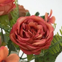 1支人造花絲綢牡丹花束,假玫瑰適用於秋季萬聖節和聖誕節裝飾,婚禮花瓶之飾,也適用於家中的客廳、餐廳、臥室裝飾,節日生日派對配件用品,戶外花園裝飾用品。