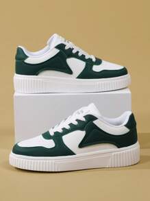 女式白色和淺綠色運動鞋,透氣材質,舒適 - 墨綠色 - 查看 7