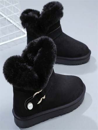 Women's Korean Style Short Snow Boots, Fall/winter Thick Warm Anti-skid Ankle Boots For Various Occasions