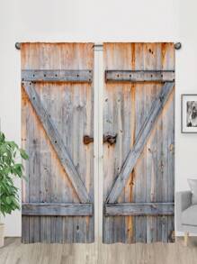 2 件遮光裝飾木質穀倉門窗簾,遮光窗簾,請參閱臥室辦公室廚房客廳書房家居裝飾 - 彩色 - 查看 4