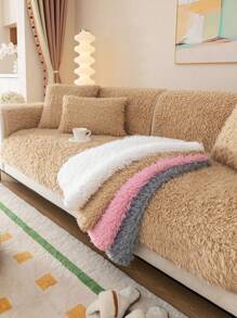Tang Lion Cozy Plush Sofa Cushion Cover, Thickening Winter Window Seat Cushion Pad, Living Room Anti-slip Universal Sofa Cover, Simple And Modern, Four Seasons Use