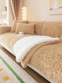 Tang Lion Cozy Plush Sofa Cushion Cover, Thickening Winter Window Seat Cushion Pad, Living Room Anti-slip Universal Sofa Cover, Simple And Modern, Four Seasons Use