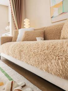 Tang Lion Cozy Plush Sofa Cushion Cover, Thickening Winter Window Seat Cushion Pad, Living Room Anti-slip Universal Sofa Cover, Simple And Modern, Four Seasons Use