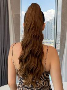 22-24 Inch Long Synthetic Wavy Curly Ponytail, Women Wavy Curly Ponytail - Brown - View 2