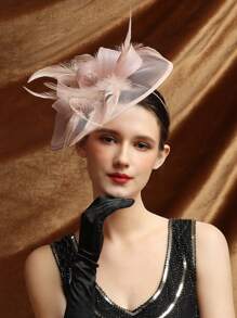 Elegant Fascinators Hat Feather Headband Women's Fascinators Tea Party Headwear With Clip Derby Hat For Girls And Women - Dusty Pink - View 4