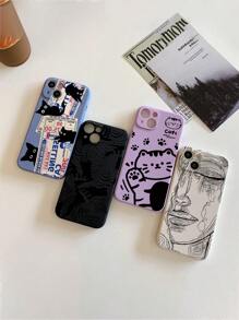 4 件裝新款卡通圖案直邊防震加厚手機殼兼容 Iphone、三星、華為、小米 - 彩色 - 查看 2