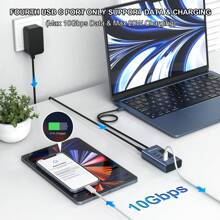Powered 4-in-1 Usb C Hub Adapter Supporting 10gbps Data Transfer And Fast Charging (not Support Video) For Usb-c To Usb-c Devices, Compatible With Macbook Pro/air, Imac, Ipad, Chromebook, And More Usb C Devices - Grey - View 2