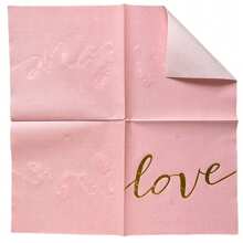20 件裝金箔印花粉紅色「愛」主題一次性餐巾,6.5*6.5 英寸,非常適合求婚、訂婚、婚禮、週年紀念日、情人節、燭光晚餐、酒店、餐廳、酒吧、宴會、餐具 - 藕粉色 - 查看 8