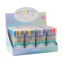 2 Paquetes de Bolígrafos de Colores Arcoíris con 12 Piezas de colores Variados 0.8mm  , Lapicero para escribir , Bolígrafo , plumón , Útiles escolares para la escuela , colores pasteles para niñas y niños , lapiceros - Multicolor - Ver 5