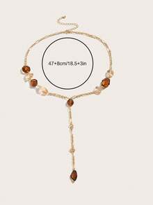 1入組時尚個性化宮廷風風格串珠Y形項鍊適合派對,禮品或者每天穿戴