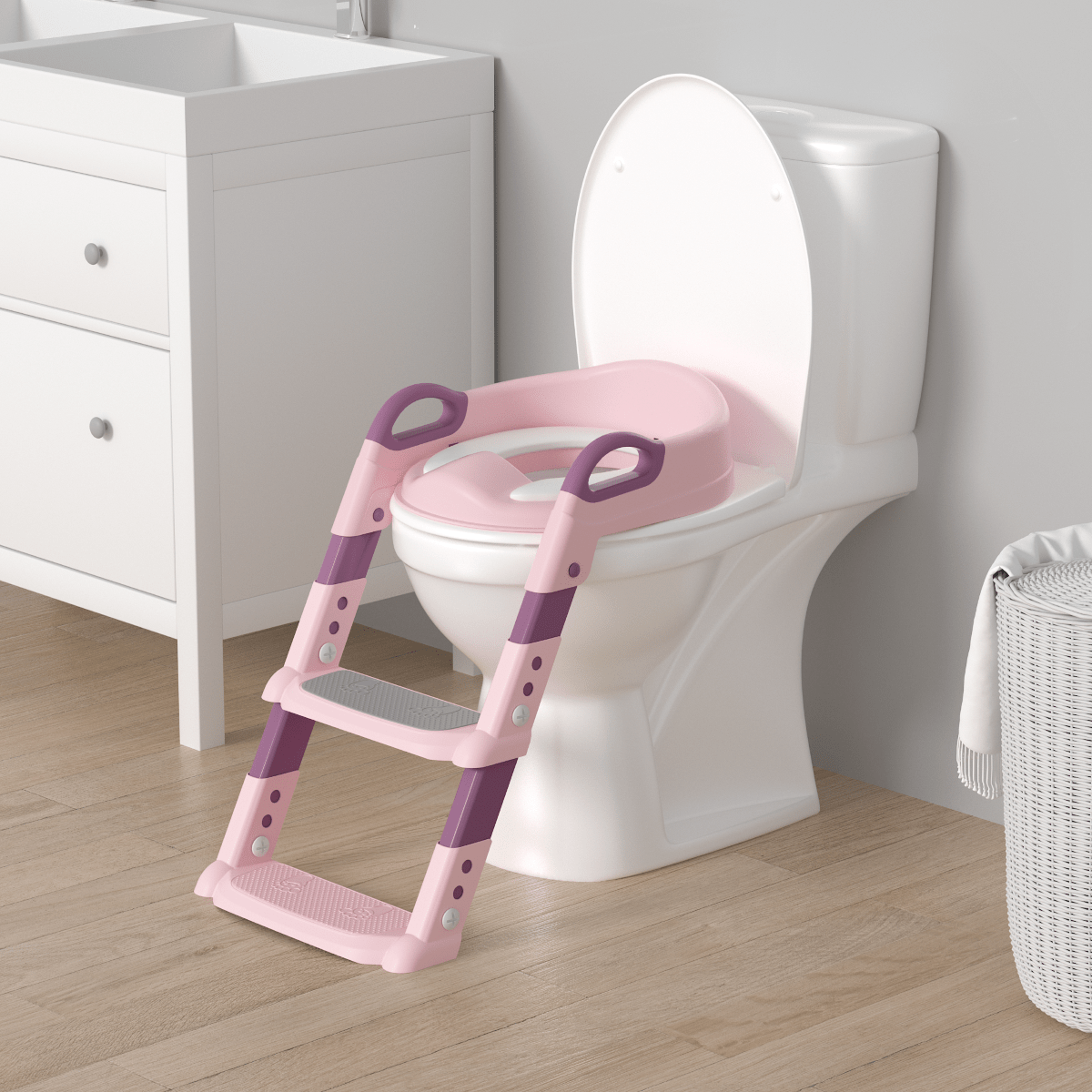 Toilet training toilet seat, with step stool ladder, suitable for boys