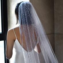 Bridal Veil, Elegant Single-layer White Veil With Comb And Wedding Accessories For Bride