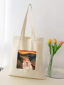 1pc Cat Printed Women's Tote Bag