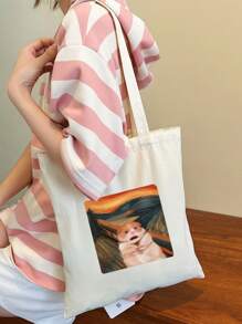 1pc Cat Printed Women's Tote Bag