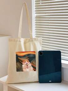 1pc Cat Printed Women's Tote Bag