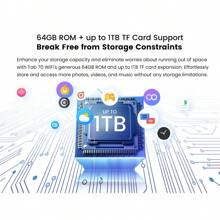 Blackview 10英寸安卓13平板電腦tab 70 Wifi,6g（3+3擴展）+64gb / Tf 1tb,四核心,1280×800高清+ips屏幕,6580mah,8mp + 5mp相機,wi-fi 6,屏幕記錄,bt5.0,經gms認證的美國平板電腦 - Twilight Blue - 查看 10