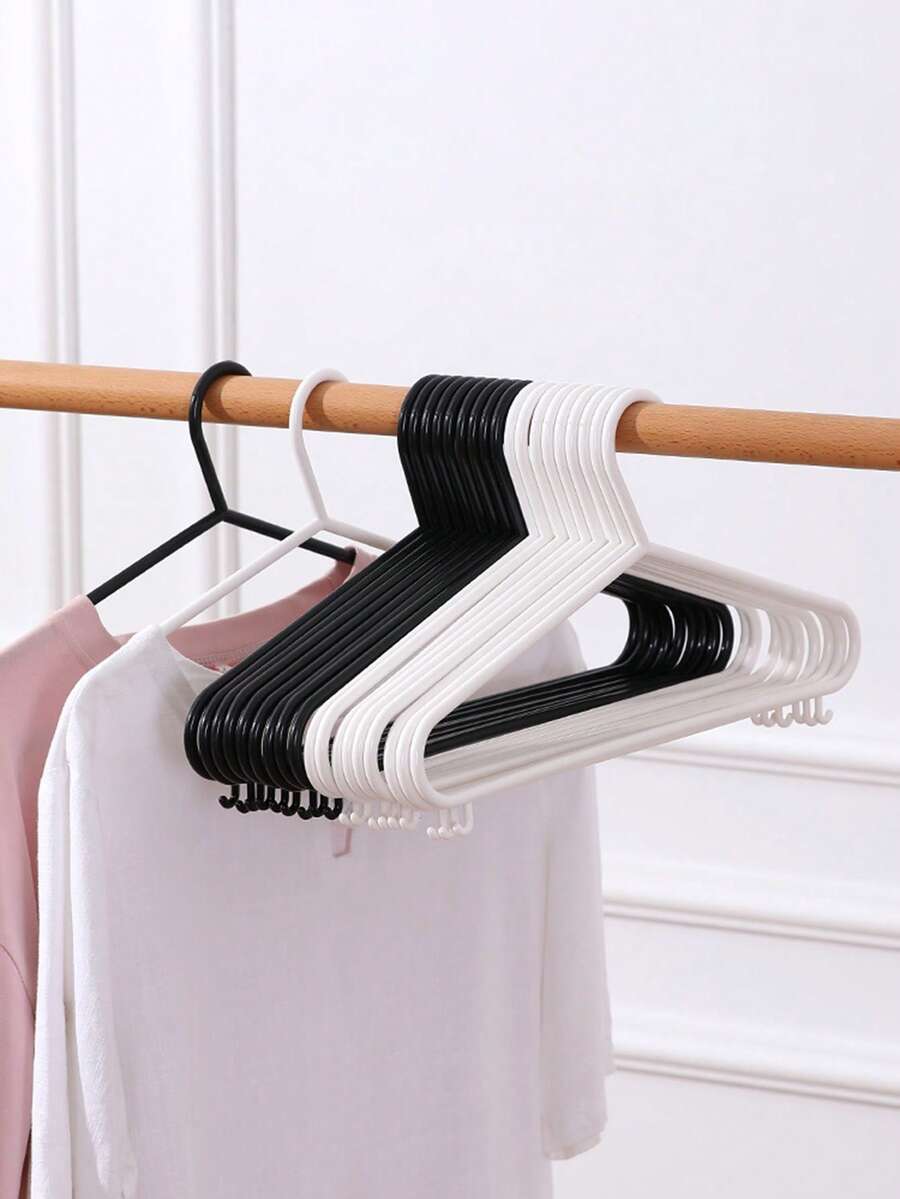 3pcs/set Traceless Clothes Hanger, Pp Student Drying Rack With Hooks Clothing Props, Multi-functional Clothes Hanging Rack For Drying Clothes - White - View 1