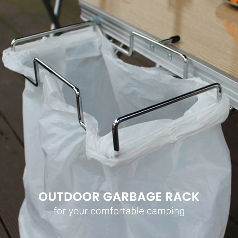 野營垃圾袋支架,便攜鐵金屬絲垃圾架,13加侖包,塑膠包邊框架子,可折疊花園樹葉包支撐架,垃圾袋支架適用於野營,野餐燒烤和派對(黑色)