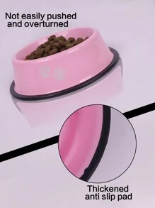 Supet 1pc Paw Print Pattern Pet Bowl For Indoor Use - Pink - View 3