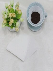 1pc Wooden Pulp V-shaped Cone Coffee Filter Paper For Home Drip Coffee Brewing - White - View 8