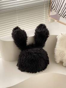Mũ len trang trí tai thỏ ấm áp bằng lông nhung dễ thương dành cho nữ, màu trơn, thích hợp cho các hoạt động ngoài trời vào mùa thu và mùa đông như đi xe đạp, trượt tuyết, nhập vai và mặc hàng ngày - màu đen - Xem 7