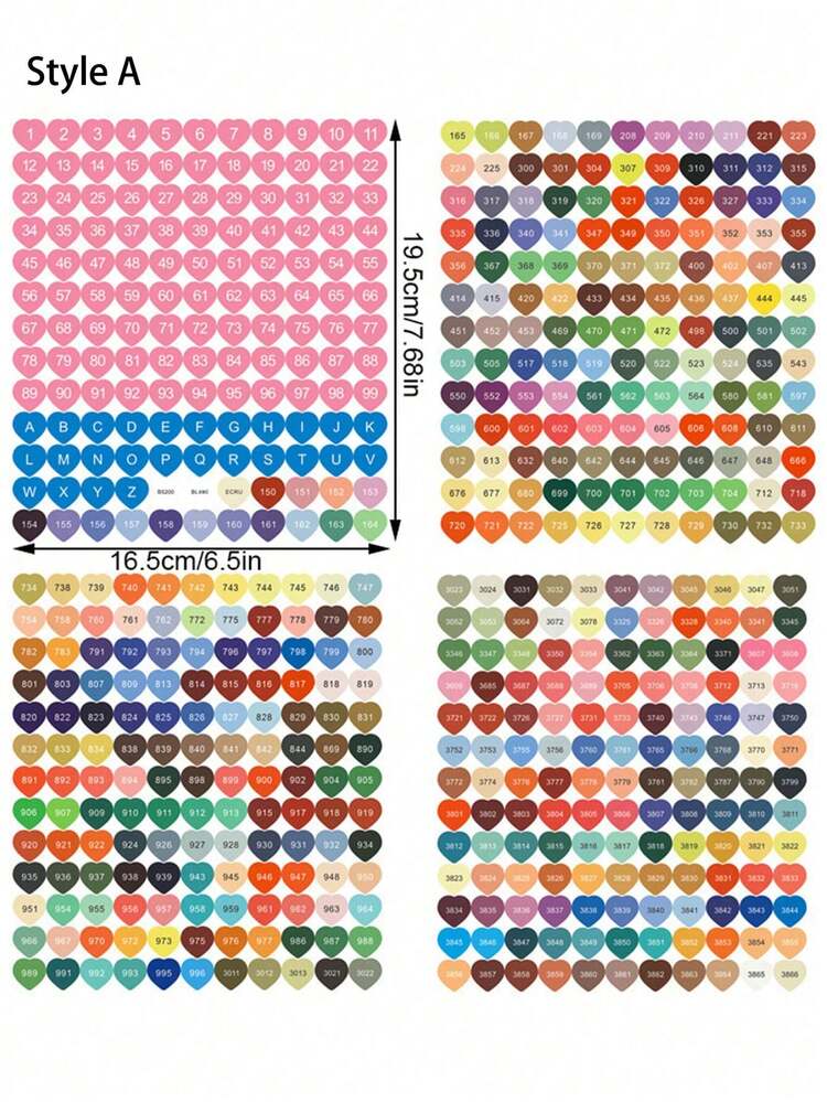 עגול מרובע לב מדבקות , DMC כרטיס צבע ל ציור יהלום , מספר מדבקות , תפר מוצלב מדבקות , סימון מדבקות , DIY אומנות אספקה - מידה אחת - ראה 2
