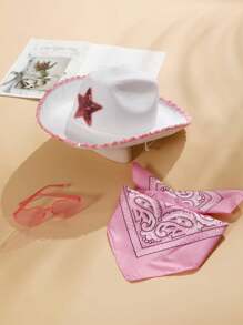 Bộ Đính Kim Cương Giả Trang Trí Mũ & Bandana & Kính Mát Gọng Trái Tim - Hồng - Xem 7