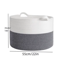 1個超大型洗衣籃玩具收納籃-客廳毯子籃-編織籃(深灰色) - 深灰色 - 查看 2