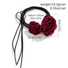 Floral Ribbon Rose Choker, Vintage Neck Hoop Necklace For Lady Dinner Party Accessory - White - View 4