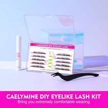 Caelymine睫毛蘊合套裝,適用於初學者diy假睫毛,3步驟使用串珠式長睫毛套裝,超級柔軟的睫毛自然外觀,配有鑲嵌物和睫毛膠水(編號rdb12） - 黑色 - 查看 7