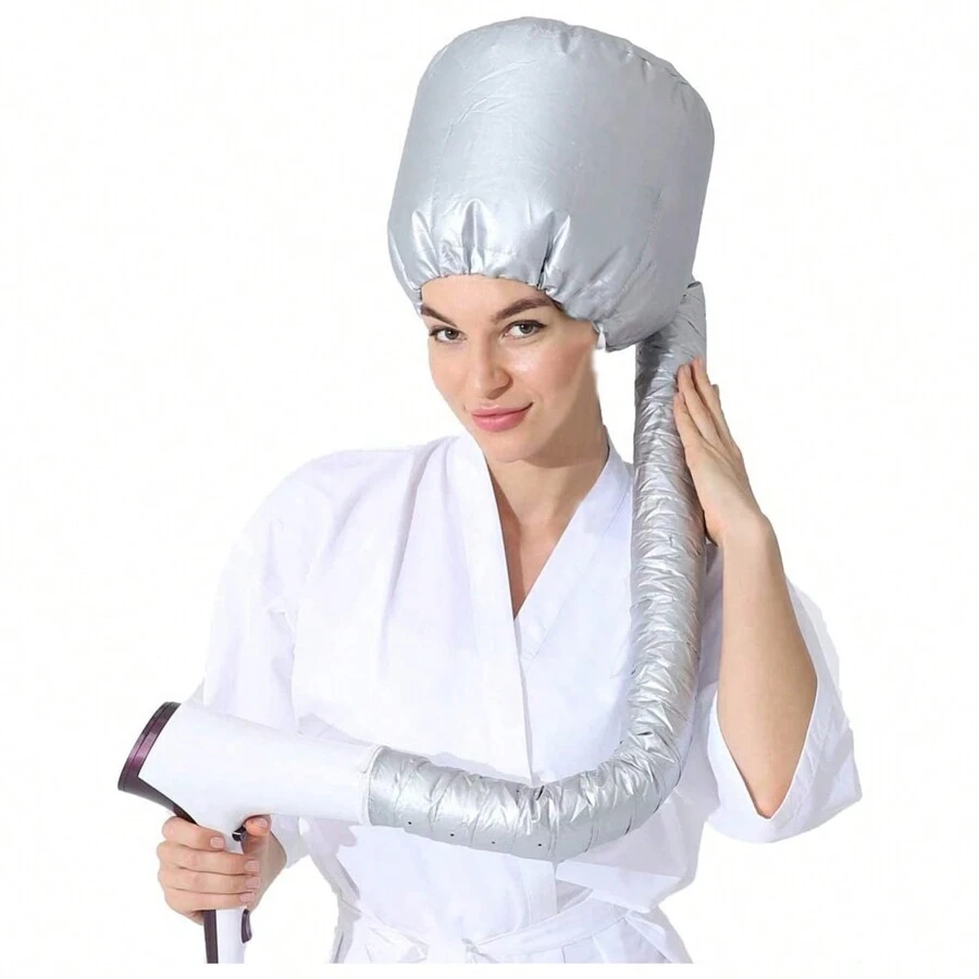 Mũ gắn máy sấy tóc, mũ mềm có thể điều chỉnh cỡ lớn nâng cấp, dễ sử dụng để chăm sóc tóc xoăn tự nhiên, tạo kiểu, làm khô nhanh - Bạc - Xem 1