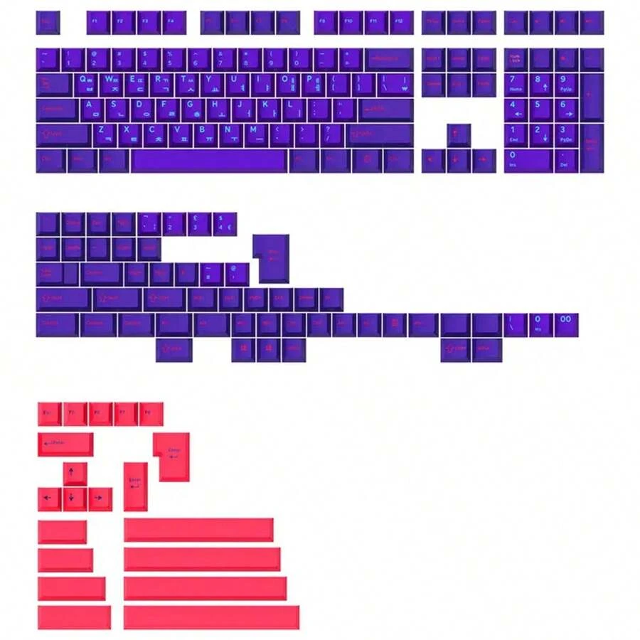 1set Korean Alphabet Print Pbt Two-tone Keycaps For Mechanical Keyboard, High Profile, Purple/pink - GJ Neon PBT KR Keycaps x1 - View 1