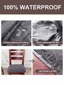 1PC Waterproof Chair Seat Slipcovers Dining Room Chair Covers Flower Pattern Stretch Seat Cover For Dinning Room Chair Protector Slipcovers For Kitchen, Hotel Banquet House Home Decor-Dark Gray - Dark Grey - View 2