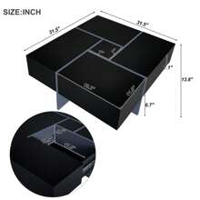VERYKE Unique Design Coffee Table with 4 Hidden Storage Compartments, Square Cocktail Table with Extendable Sliding Tabletop, UV High-gloss Design Center Table for Living Room