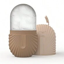 冰面滾輪,針對面部和眼部浮腫緩解的冰滾輪,臉部按摩器,塑造和增強肌膚護理和光澤,冰臉滾輪模具立方體,可重複使用和防漏（棕色） - 棕色 - 查看 1