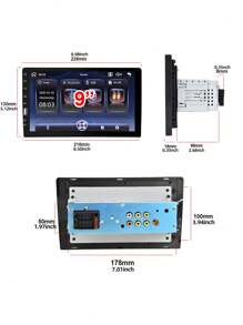 1 Din Car Radio 9" CarPlay Compatible With Android Auto EQ Mirrorlink Car MP5 Player FM+12led Rear camera+Mic - Black - View 1