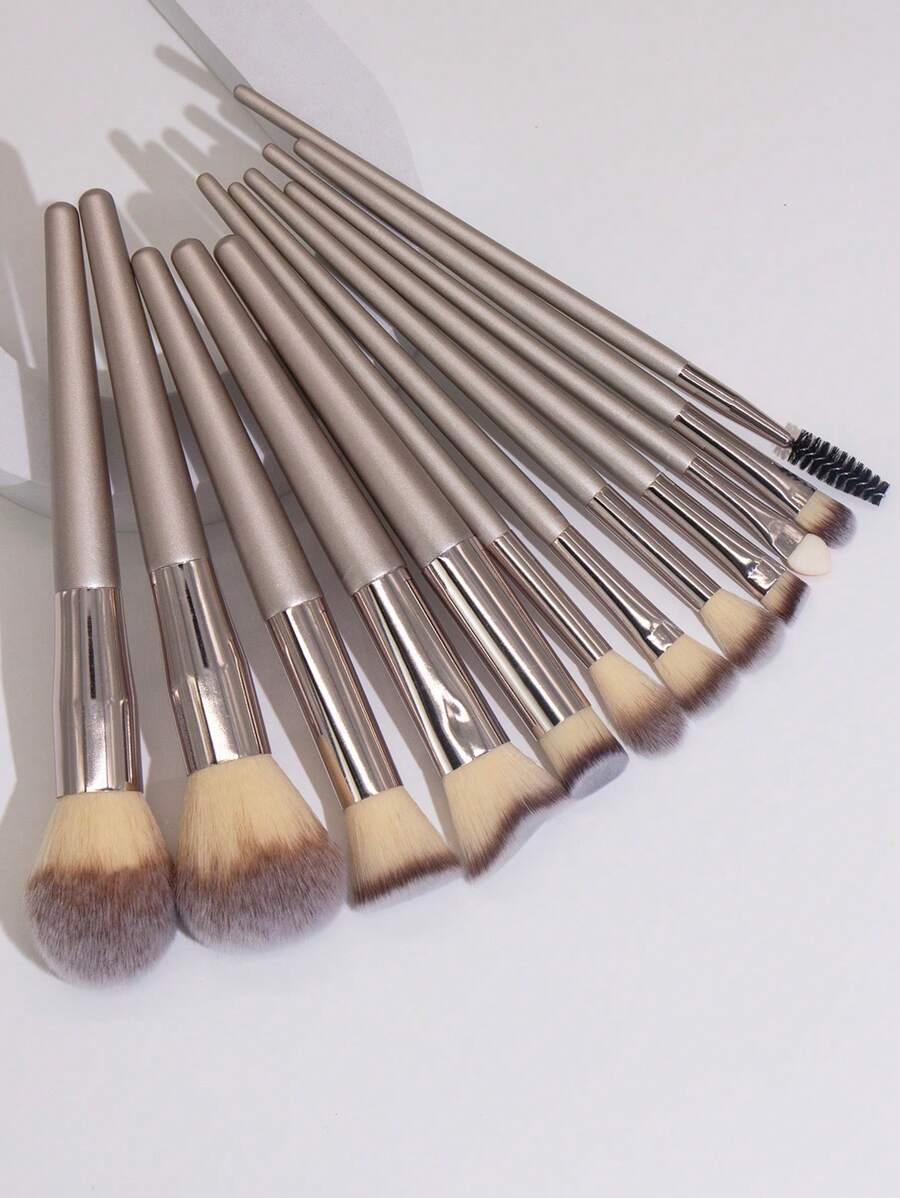 12pcs Champagne Gold Makeup Brush Set, Beginner Friendly Soft Bristles Universal Makeup Brushes,Brush Set,Makeup Brush Kit,Make Up Brush Set,Make Up Set Complete,Makeup Brush Set,Complete Makeup Kit,Brush Kit,Brushes Makeup Set,Makeup Gift Set,Set - Champagne - View 1