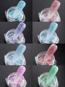 Iridescent Nail Glitter Powder Set, 8Pcs Mermaid Nail Art Glitter Kit, Blue Violet Mermaid Sequins, Crystal Fire Opal Flakes, Holografic Nail Pigment For Manicure DIY Nail Charms Nail Gems Nail Supplies - Multicolor - View 7