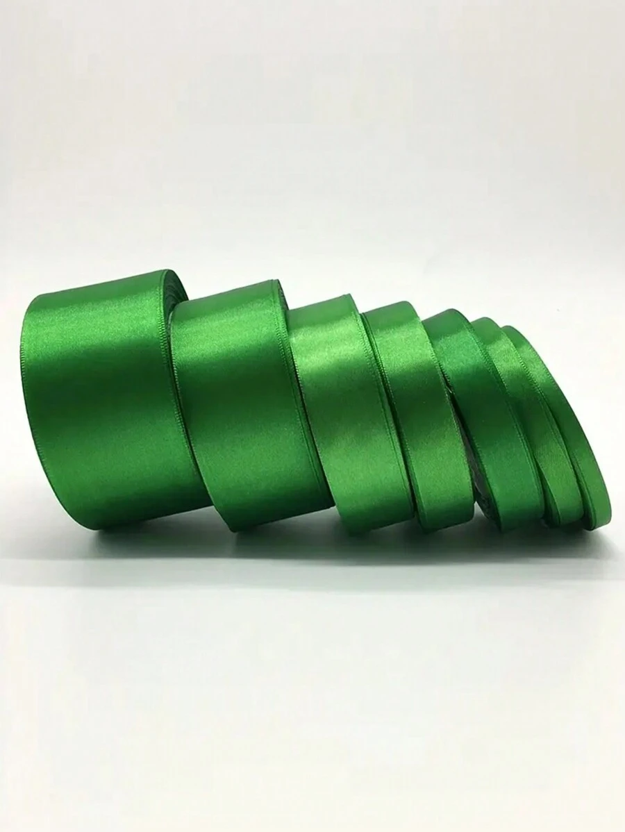 25yards/Roll Green Silk Satin Ribbon For Handmade Bow Craft Wedding Christmas Decoration DIY Card Gift Wrapping Jewelry Packaging Supplies - Green - View 1