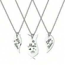 suteyi 1 套兒童心形匹配姐妹項鍊套裝適合 2 3 4,最好的朋友項鍊 Bff 項鍊套裝,母女吊飾項鍊,姐妹友誼項鍊,送給母女姐妹最好朋友的聖誕生日禮物 - 銀色 - 查看 2