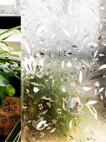 郁金香雷射靜電貼紙玻璃膜,非粘性窗戶膜,提供隱私保護裝飾貼紙 - 銀色 - 查看 2