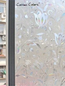 郁金香雷射靜電貼紙玻璃膜,非粘性窗戶膜,提供隱私保護裝飾貼紙 - 銀色 - 查看 1