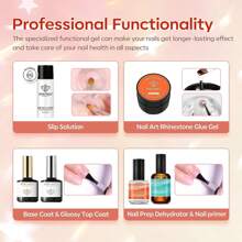 Modelones Poly Nail Gel Kit With 48W LED Nail Lamp 8 Fall Colors Clear Orange Pink Brown Glitter Extension Builder Gel Complete Nail Art Tools Manicure Professional Nail Starter Supplies DIY At Home - 彩色 - 查看 7