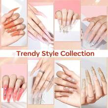 Modelones Poly Nail Gel Kit With 48W LED Nail Lamp 8 Fall Colors Clear Orange Pink Brown Glitter Extension Builder Gel Complete Nail Art Tools Manicure Professional Nail Starter Supplies DIY At Home - 彩色 - 查看 2