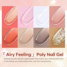Modelones Poly Nail Gel Kit With 48W LED Nail Lamp 8 Fall Colors Clear Orange Pink Brown Glitter Extension Builder Gel Complete Nail Art Tools Manicure Professional Nail Starter Supplies DIY At Home - 彩色 - 查看 6