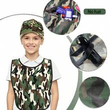 1 Pieza Chaleco de Camuflaje Disfraz de Soldado para Niños para Fiesta de Cumpleaños, Fiesta de Graduación, Disfraz para Jugar a Roles, para Niños de 6 a 12 Años, Regalo para la Vuelta al Cole - Multicolor - Ver 6